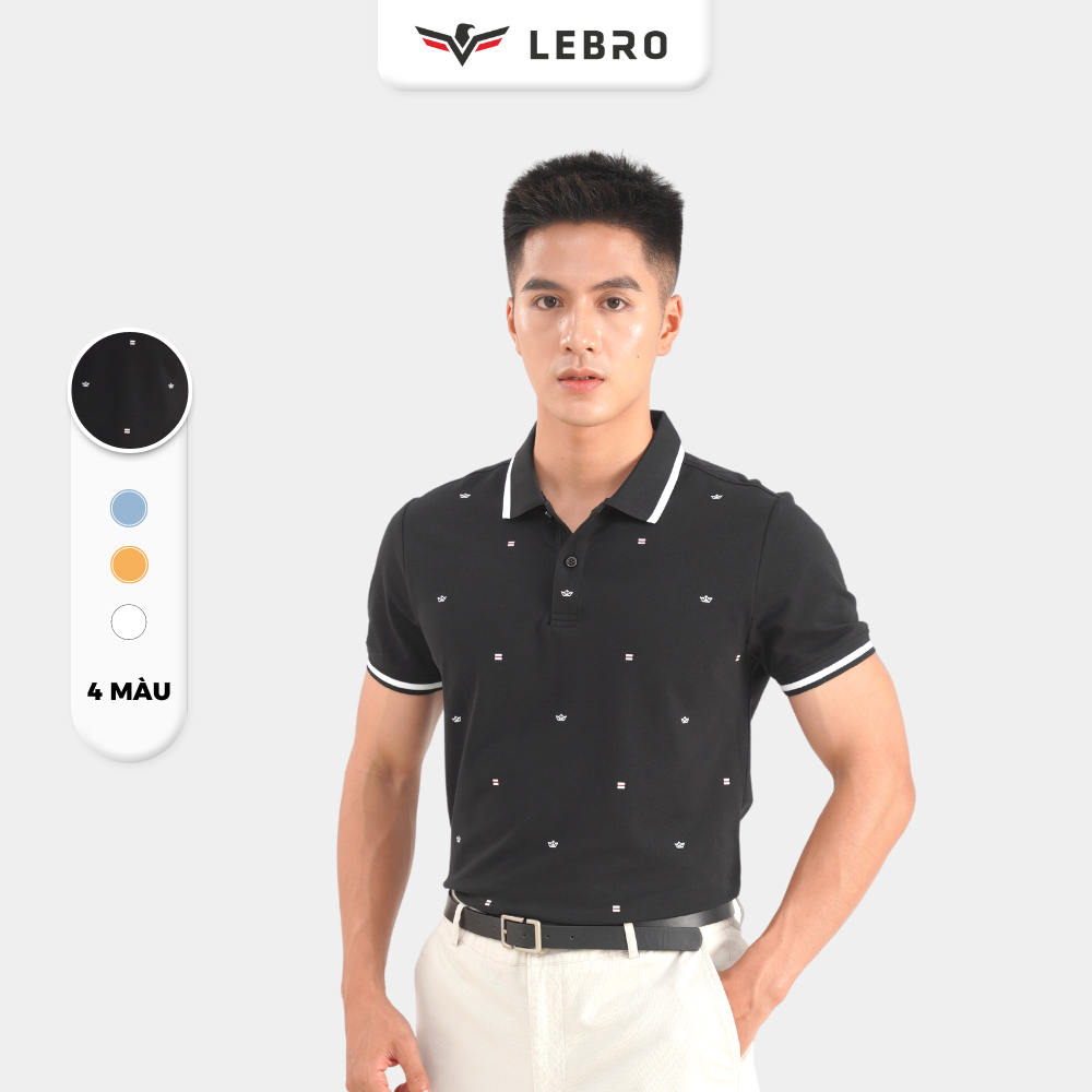 Áo polo nam, áo thun nam có cổ in hoạ tiết chất liệu cotton CVC cao cấp, dáng thể thao slimfit trẻ trung LEBRO TPL23-03