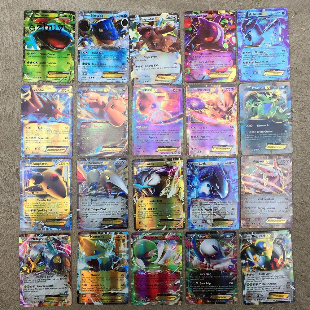 Bộ 100 thẻ bài Pokemon gồm 80 thẻ EX và 20 thẻ GX in hình các lá bài huyền thoại hiếm