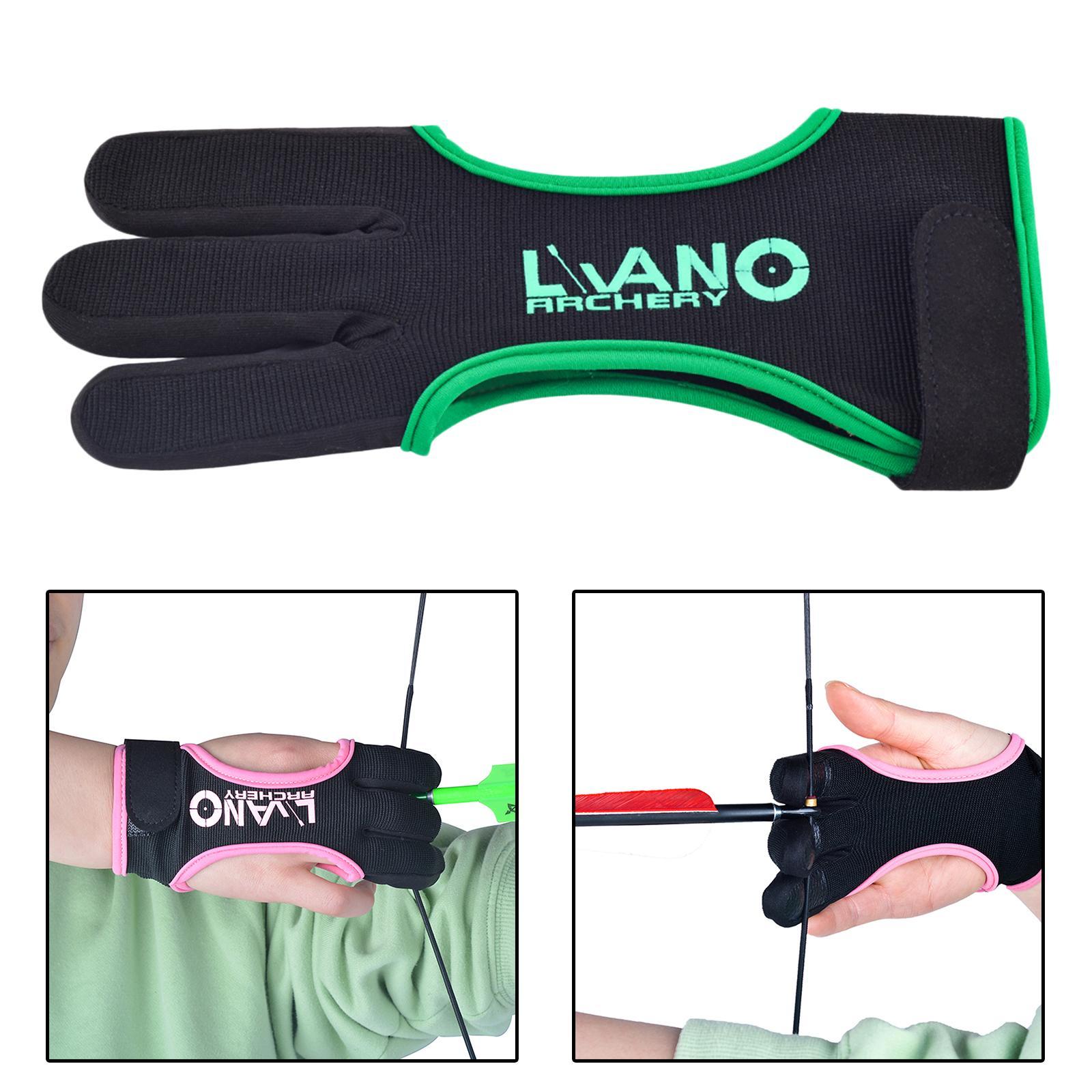2 Piece Shooting Gloves 3 Finger Leather Gloves for Recurve Compound Black