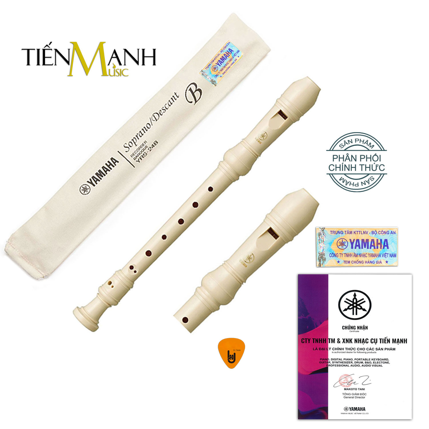 Sáo Recorder Soprano Yamaha YRS-24B Tone C (Đô) - Kèm Móng Gảy DreamMaker