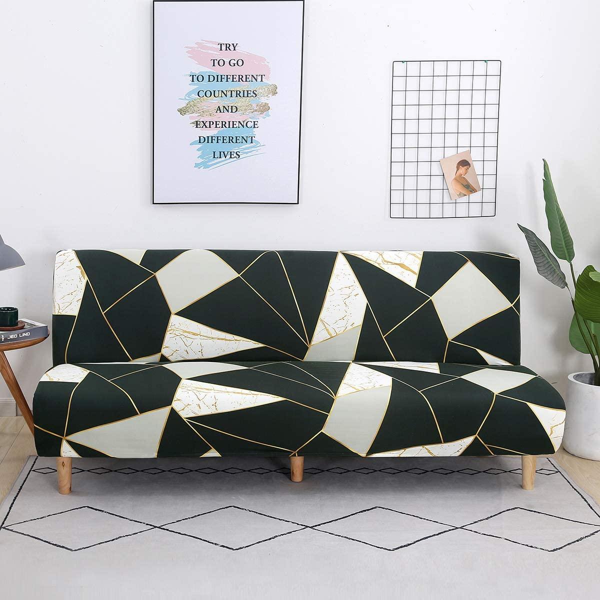 Bọc ghế sofa không tay 3 chỗ bọc ghế dài 3 chỗ Tấm bảo vệ ghế sofa gấp toàn bộ, Khăn trải giường chống trượt họa tiết hình học phổ quát 190-210cm