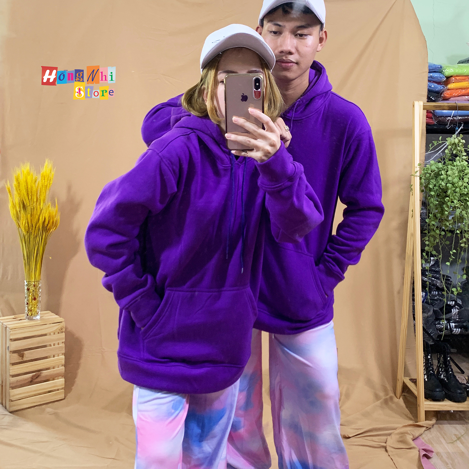 Áo Hoodie Trơn Màu Tím Cao Cấp Dáng Rộng Unisex Nam Nữ Mặc Được - MM