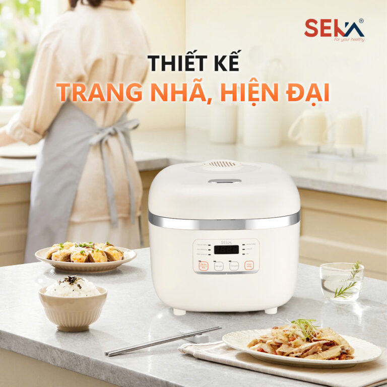Nồi Cơm Điện Tách Đường 1.6L Seka SK1029 Công Suất 700W Lòng Nồi Ceramic, Bảng Điểu Khiển OLED - Hàng Chính Hãng