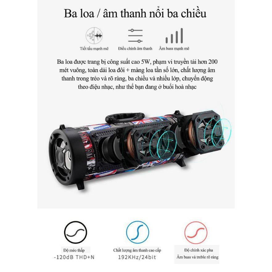 Loa siêu trầm bluetooth không dây xách tay mới【 Bluetooth + USB + chức năng micrô + đài FM tích hợp + Jack cắm 3.5 】