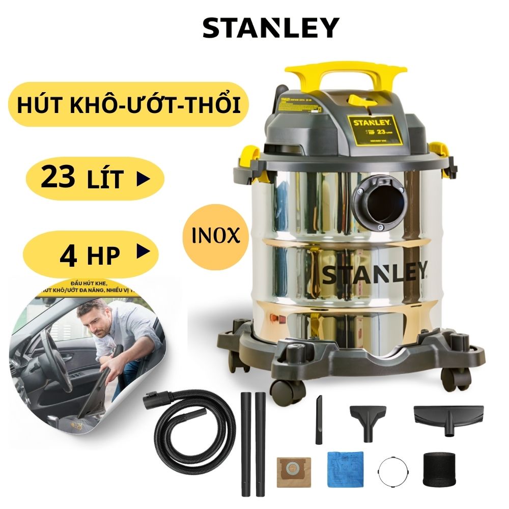 Máy hút bụi khô và ướt Stanley SL19116 công suất 3000W dung tích 23 lít -Hàng chính hãng