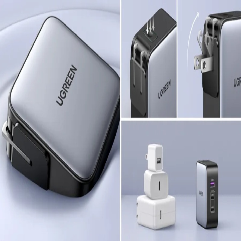 Củ sạc nhanh 65W GaN Nexode USB Type C Ugreen 90409 HÀNG CHÍNH HÃNG CÓ BẢO HÀNH !!!Với 3 cổng sạc 2x USB-C, 1x USB-A.
