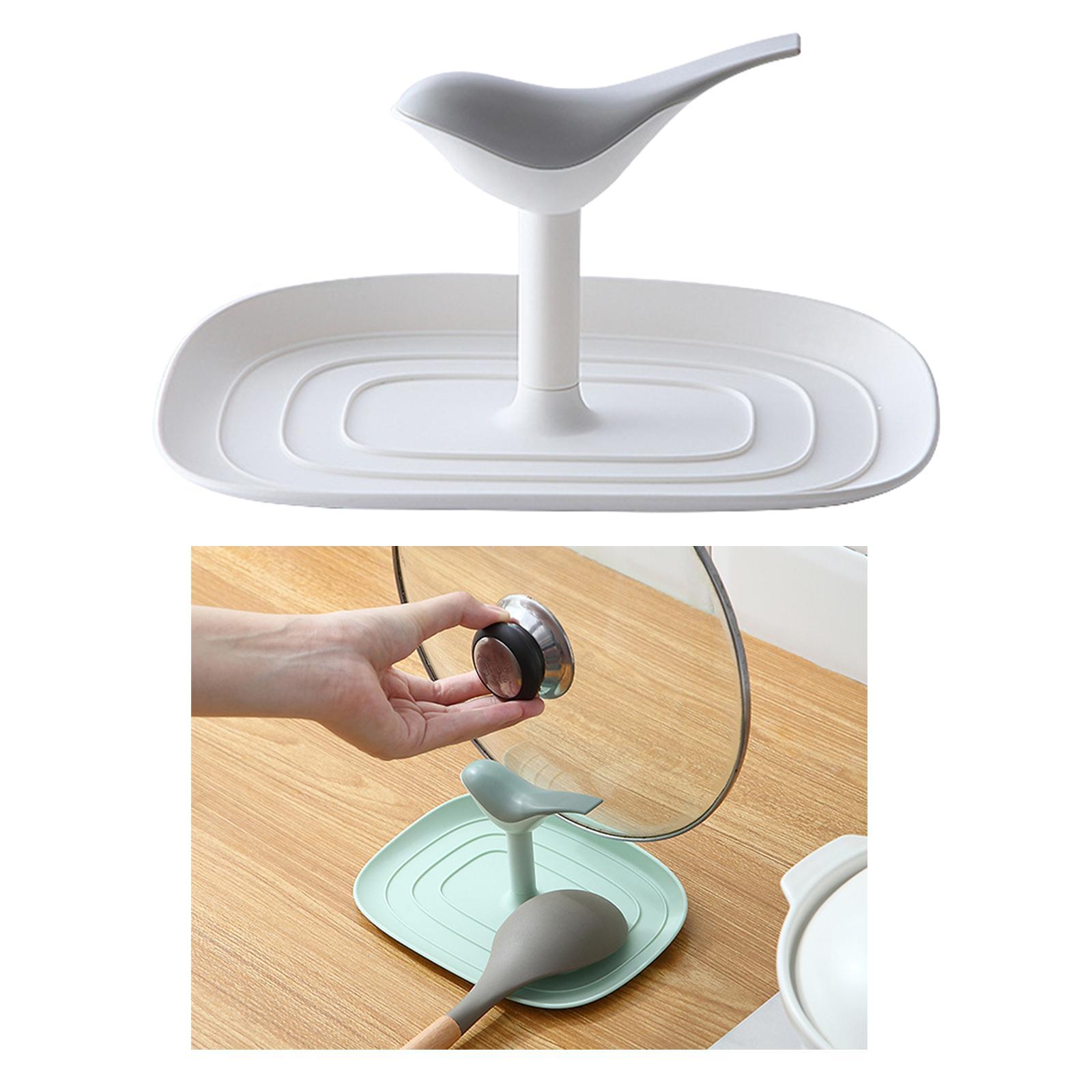 Kitchen Pot Lid Holder Countertop Cookware Spoon Rest Stand Rack
