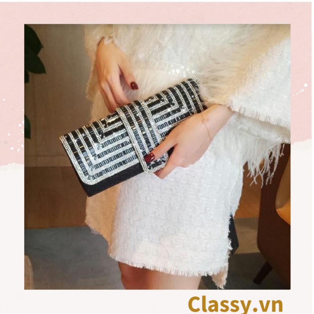 Clutch Classy đi tiệc - Ví cầm tay đính sequin đi tiệc cao cấp có nắp gập T271