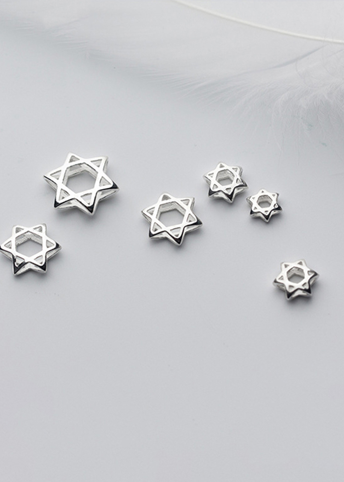 Combo charm bạc lồng hạt hình sao sáu cánh - Ngọc Quý Gemstones