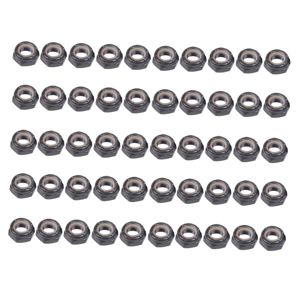 50 Pieces Skateboard Longboard Trucks Wheels Replacement Axle Nuts Hardware