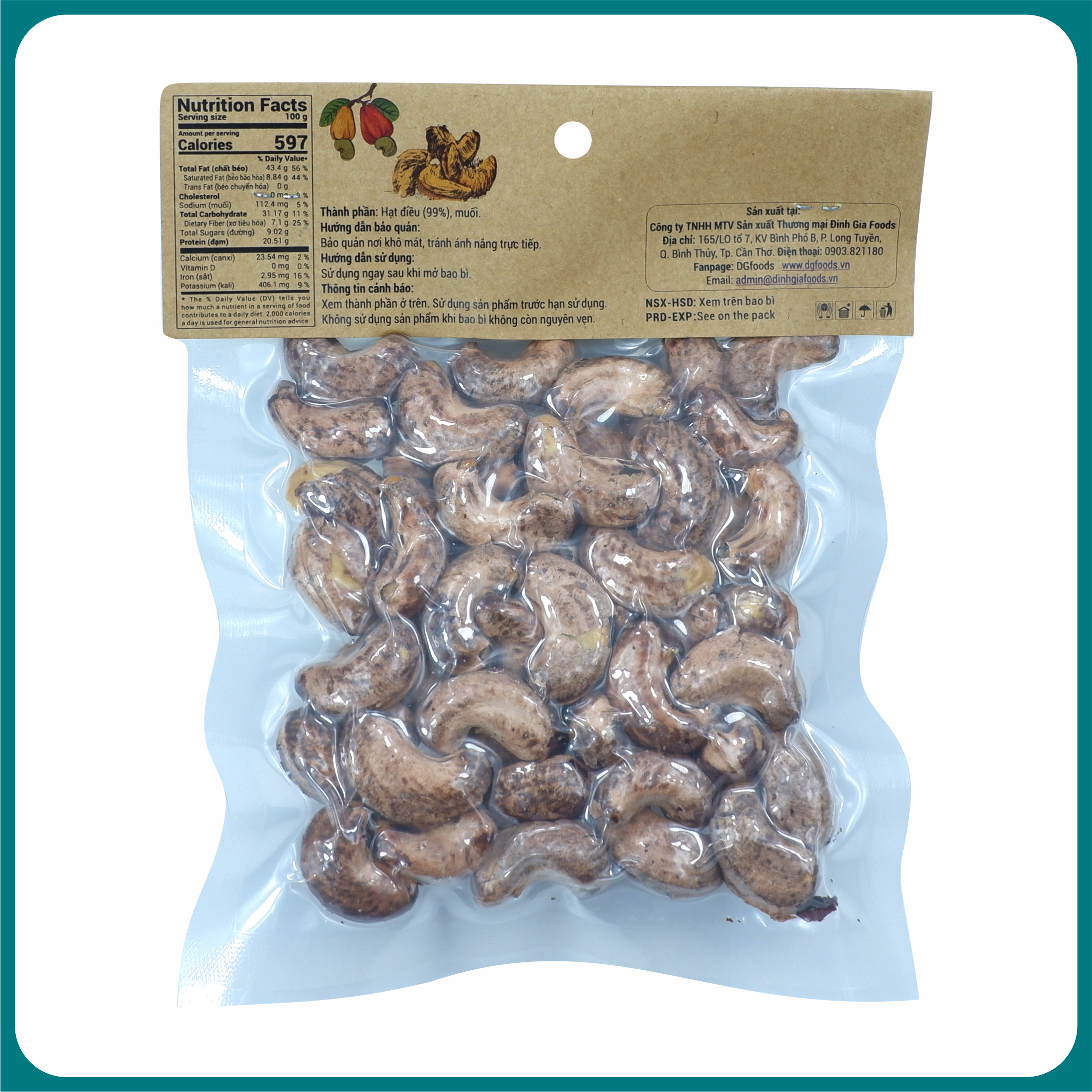 Hạt điều rang 100g DGfoods/Roasted cashew/HVNCLC/HACCP/HALAL/hạt điều bình phước/đặc sản Cần Thơ