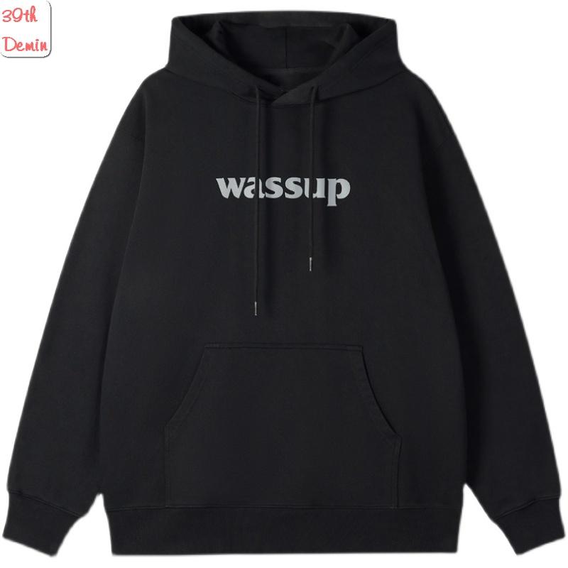Áo nỉ Hoodie phong cách Hàn Quốc in chữ WASS UP chất NỈ COTTON lót BÔNG unisex nam nữ