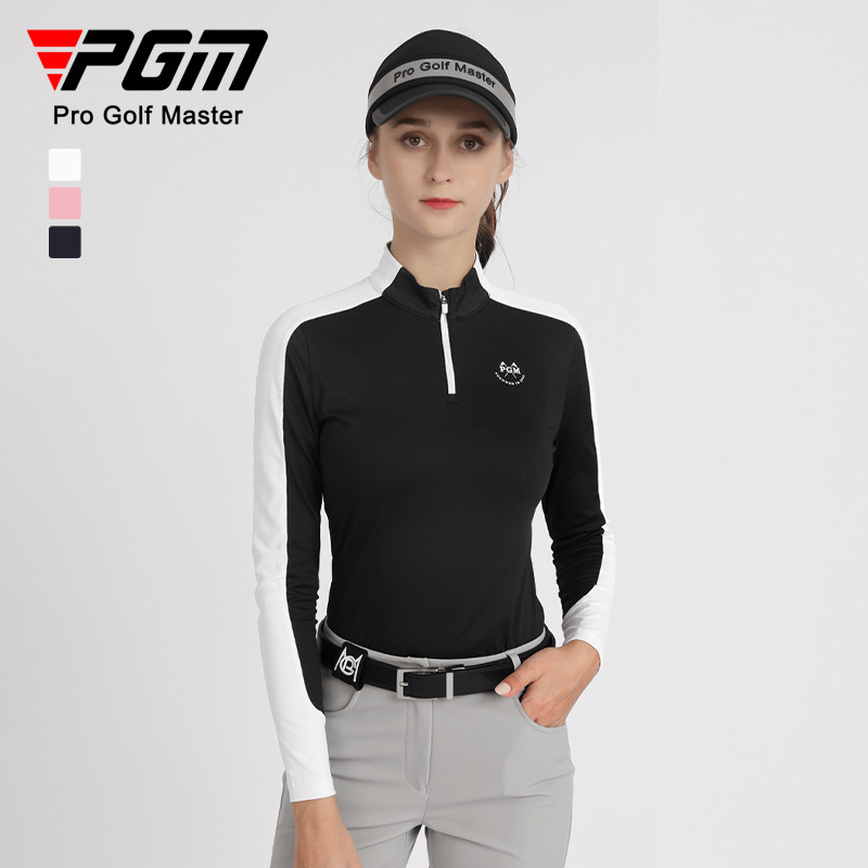 Áo dài tay golf nữ PGM - YF516 - Mẫu áo dài tay viền đen bên tay áo tạo sự thon gọn cho người mặc