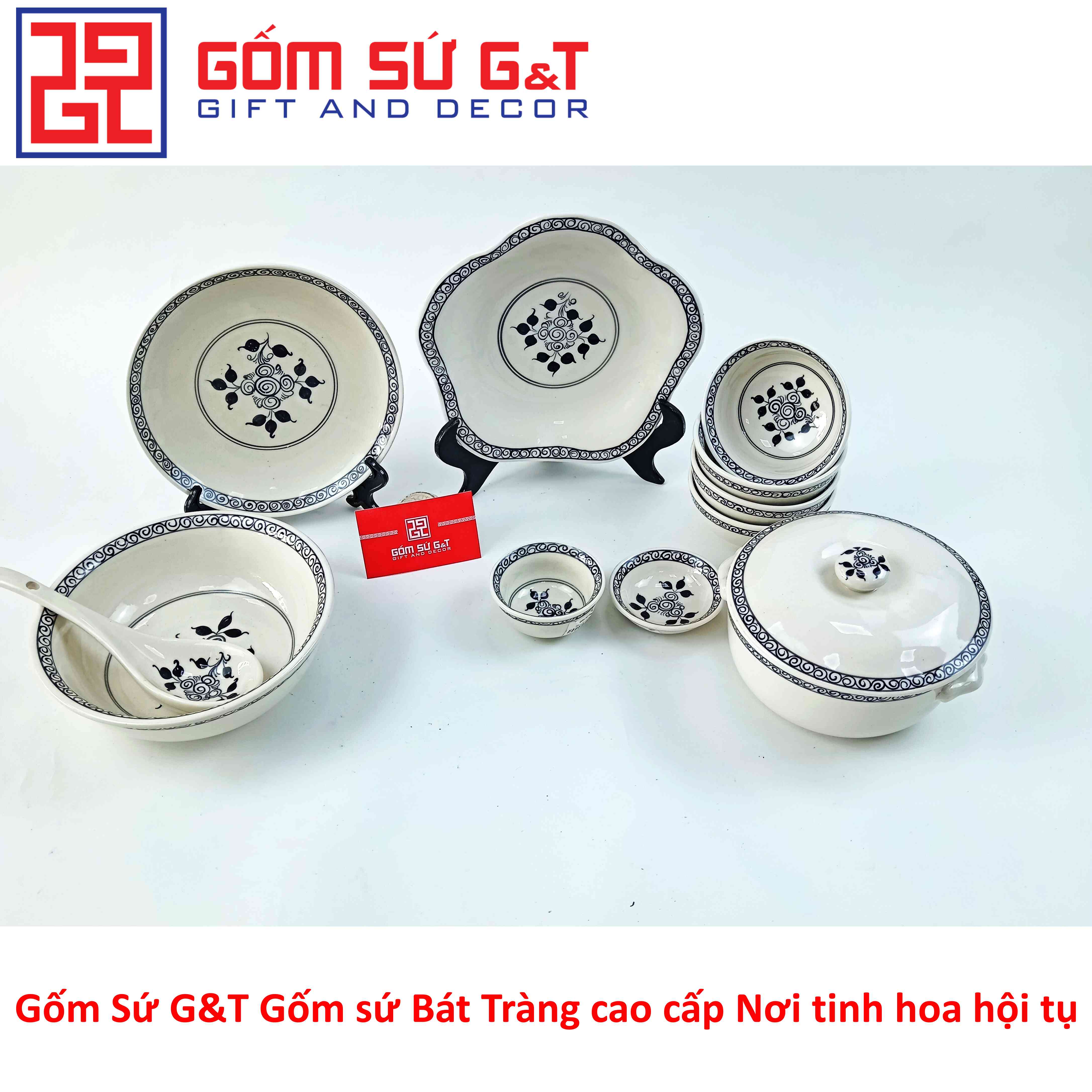 Bộ đồ ăn 4 người vẽ hoa móc Gốm Sứ G&amp;T