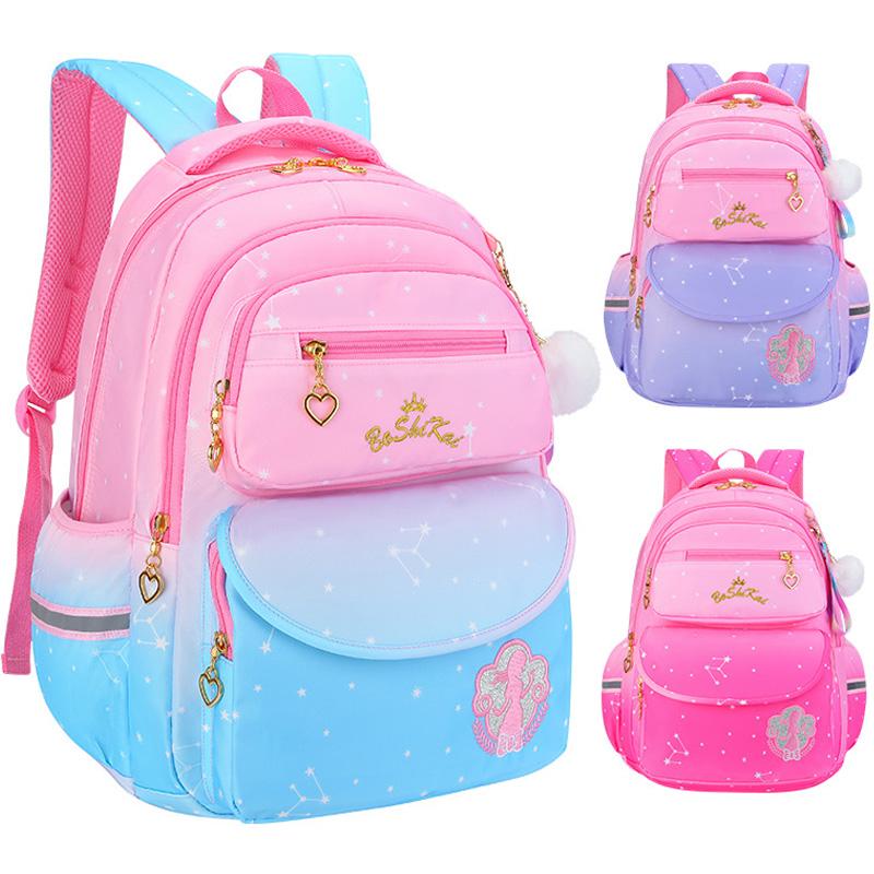 Cô Gái Học Túi Hồng Tím In Gradient Ba Lô Trẻ Em 1-3-4-6 Cấp Sinh Đựng Dễ Thương Trẻ Em của Schoolbag Chống Nước Ba Lô