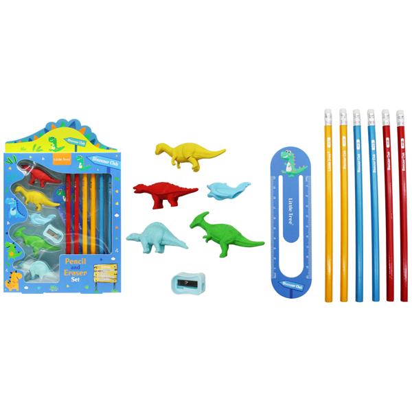 Bộ Dụng Cụ Học Tập Khủng Long Dinosaur Club - Little Tree GP8012-E (13 Chi Tiết)