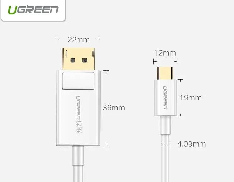 Ugreen UG40420MM139TK 1.5M màu Trắng Cáp chuyển đổi TYPE C sang DISPLAYPORT dương - HÀNG CHÍNH HÃNG