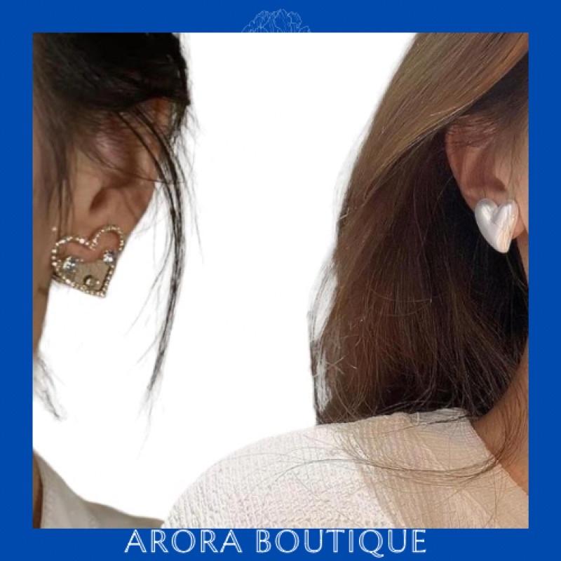 Hoa tai trái tim đính đá phong cách hàn quốc - Arora boutique