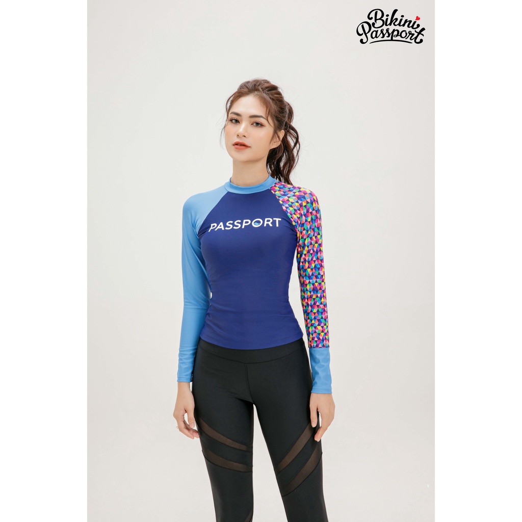 Áo bơi nữ BIKINI PASSPORT kiểu tay dài lệch màu - màu Tribal - BS317_TRI