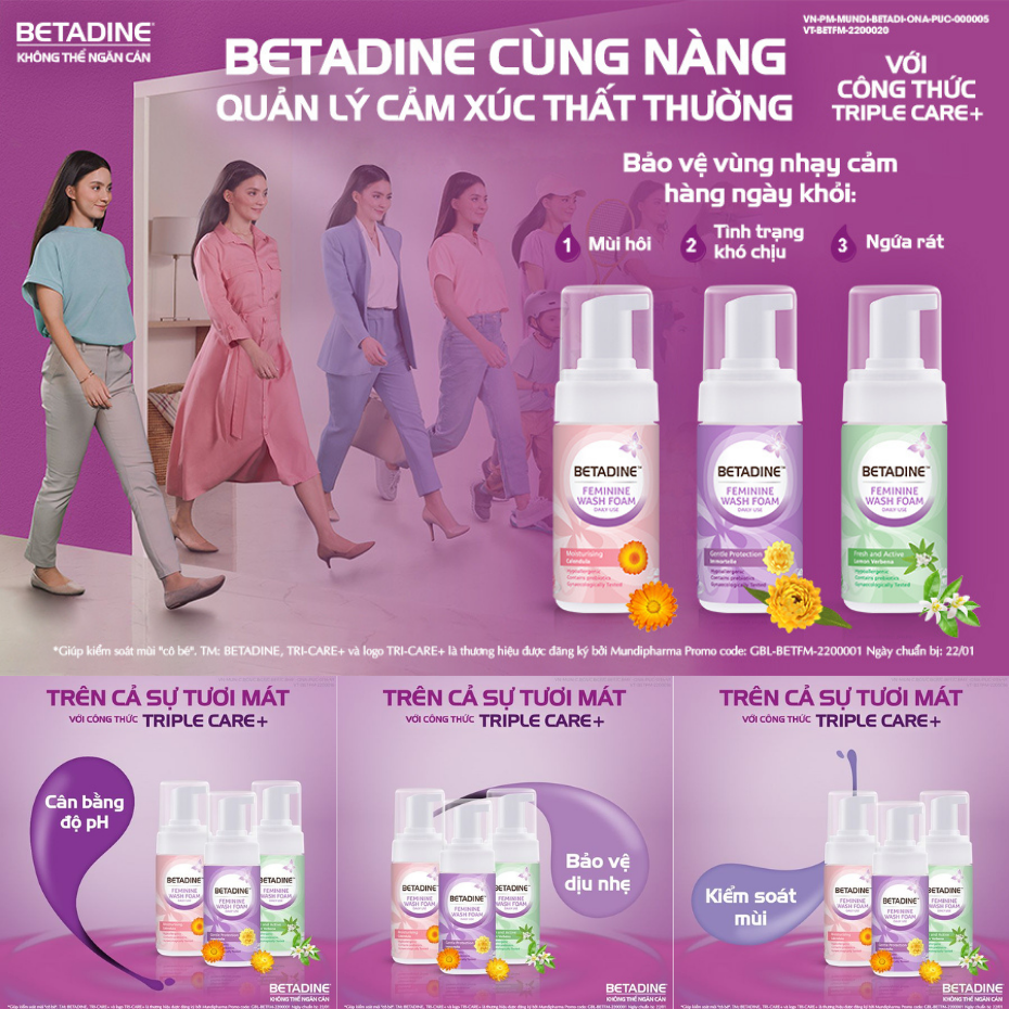 [GIFT] Dung dịch vệ sinh phụ nữ Betadine Feminine Wash Daily Use Gentle Protection Immortelle 100ml