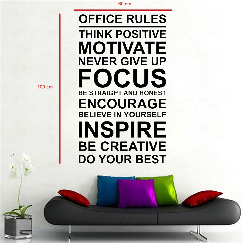 Decal dán tường tiếng anh trang trí văn phòng "Office Rules"