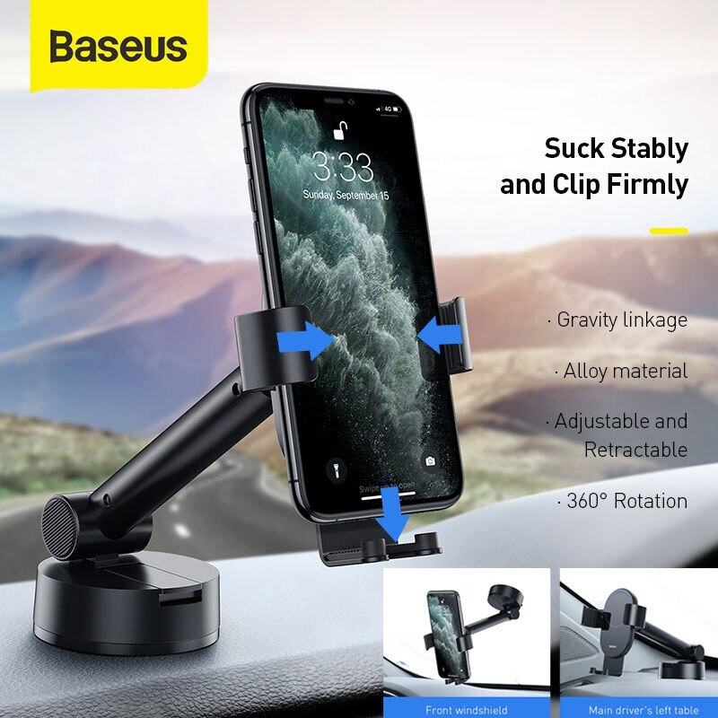 Bộ giá đỡ điện thoại trên xe hơi Baseus Simplism Gravity Car Mount Holder - Hàng Chính hãng