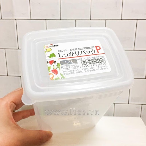 Hộp nhựa đựng thực phẩm nắp dẻo, dáng cao 1,3L Nakaya Nhật Bản