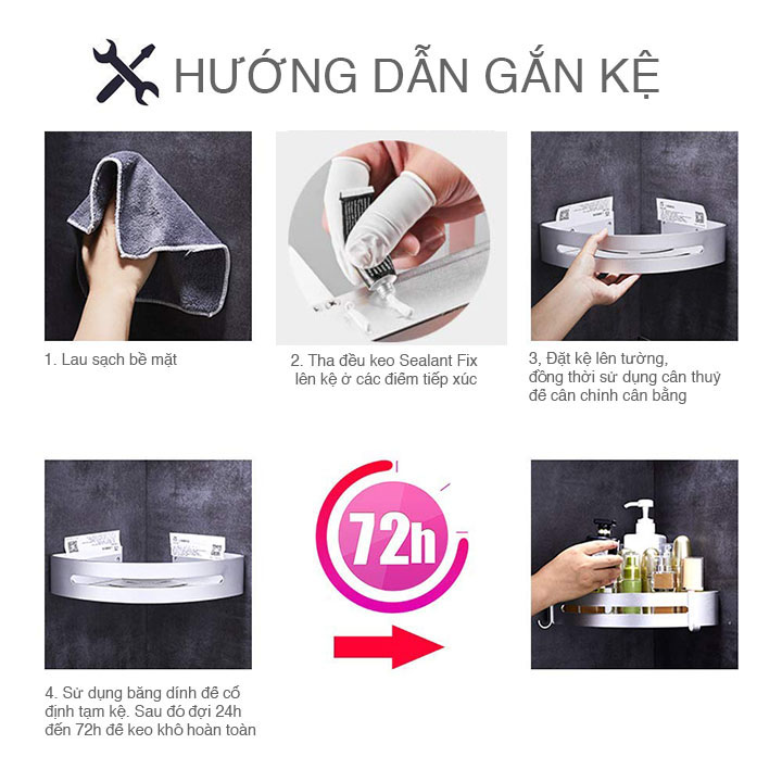 Kệ góc màu đen Inox 304 Hobby Home Decor KG3 khoan hoặc dán tường loại dày cao cấp - không rỉ sét