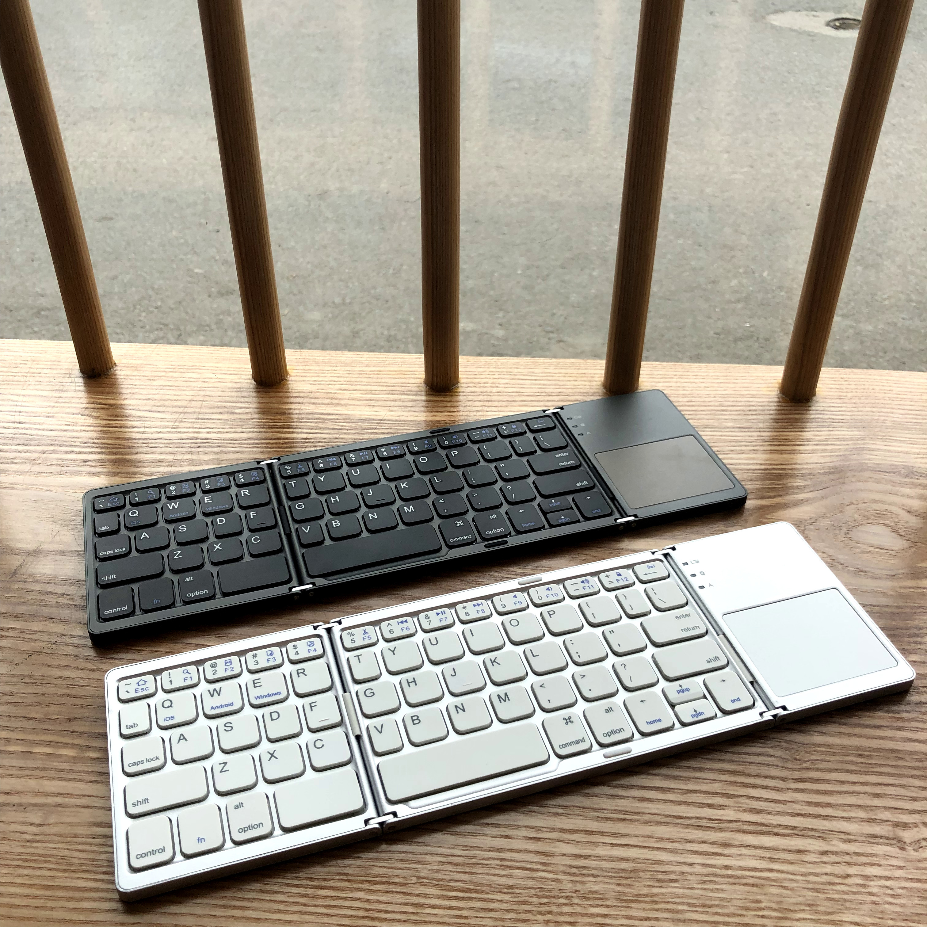 Bàn Phím Mini Keyboard Gập Gọn Bluetooth Kèm Touchpad - Hàng Chính Hãng
