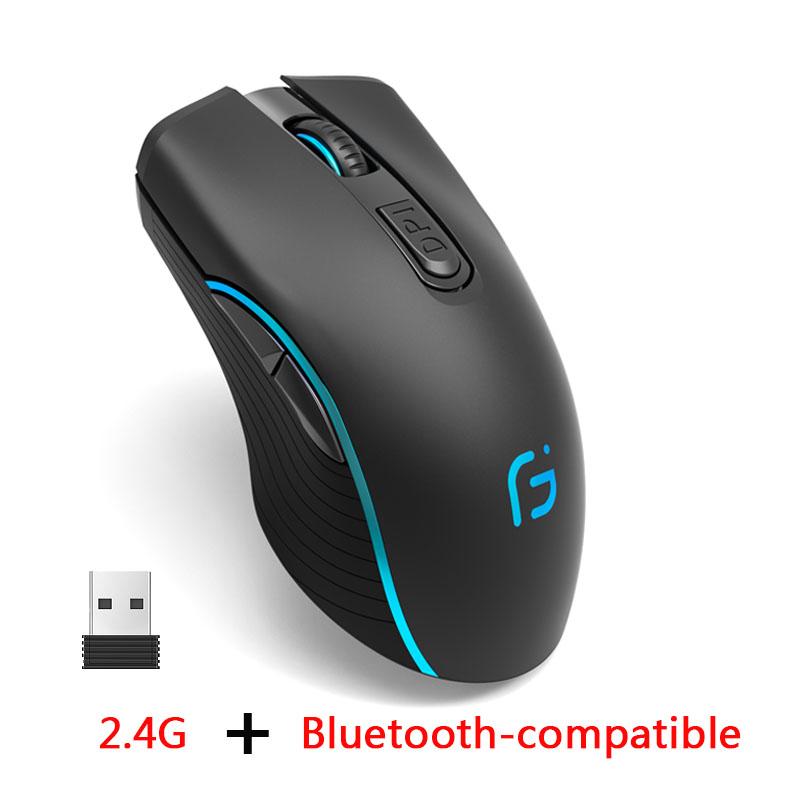 Chuột Máy Tính Chơi Game Bluetooth Không Dây 2.4Ghz Chế Độ Kép 2 Trong 1 Chuột 1600Dpi Công Thái Di Động Chuột Quang dành Cho Laptop
