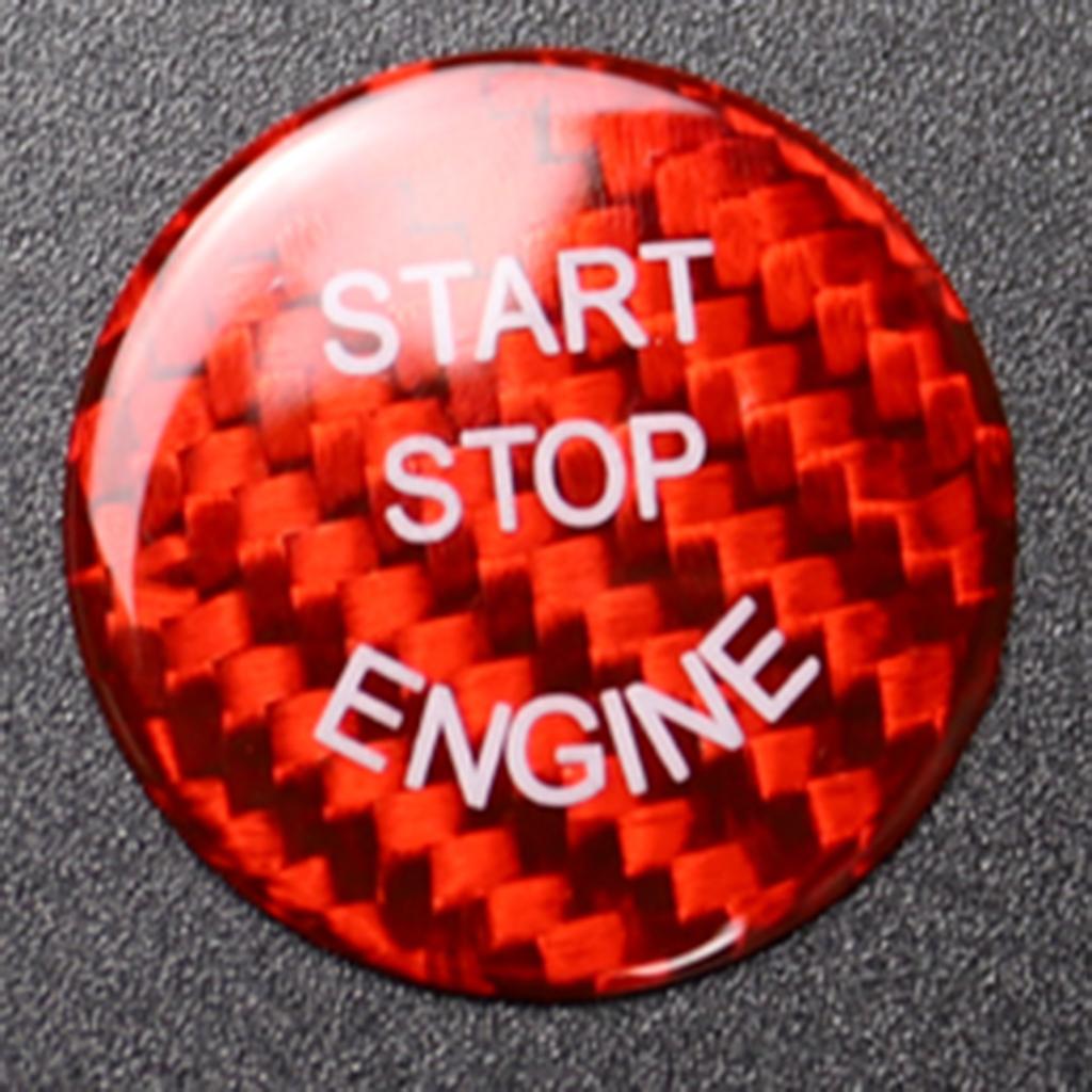 Carbon Fiber Car Engine Start Stop Switch Button Sticker Cover for  Red