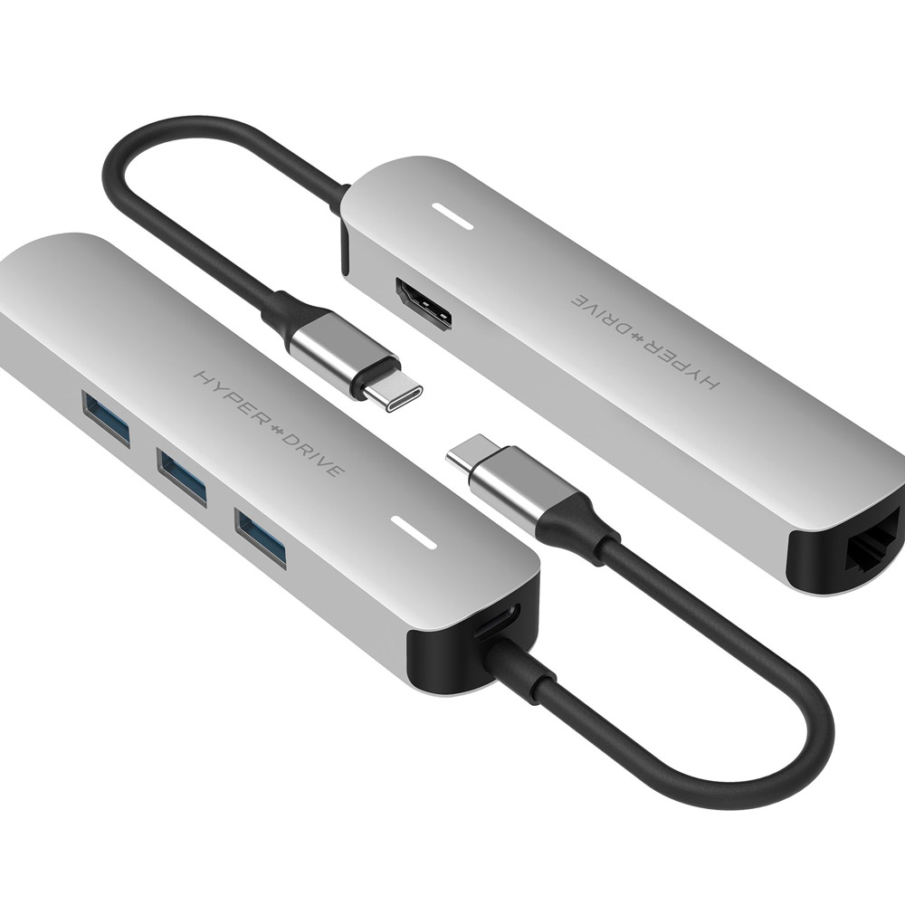 Cổng Chuyển HyperDrive 4K HDMI 6-in-1 USB-C Hub Cho MacBook, Ultrabook, Chromebook, PC &amp; USB-C devices - Hàng Chính Hãng