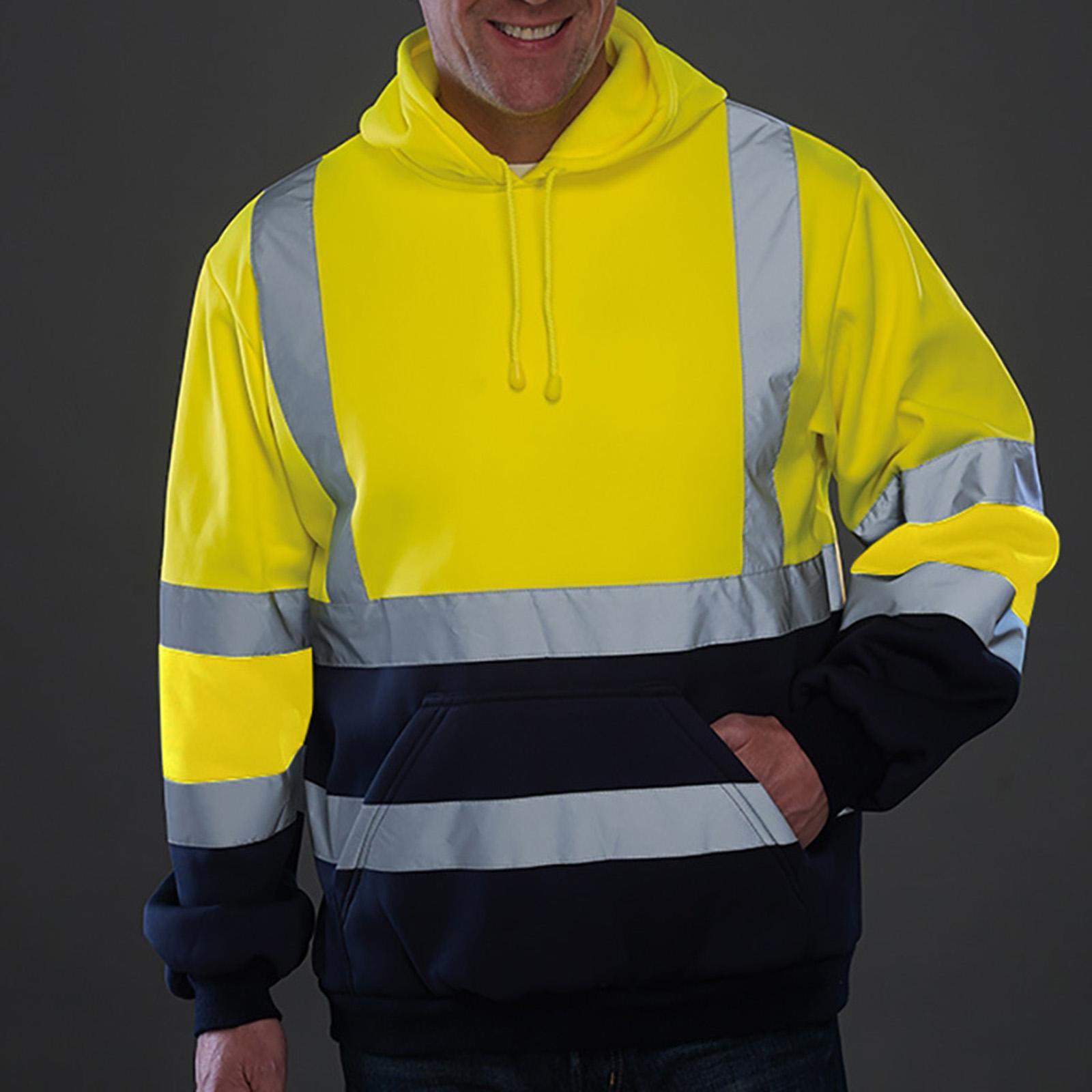 High Visibility Work Jacket Coat Mens Hoodie Sweatshirt for Roadside