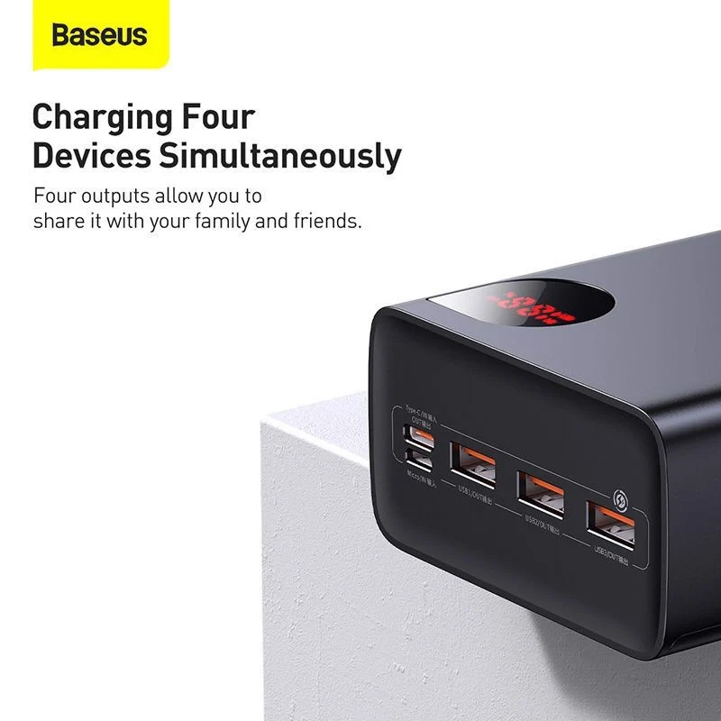 Sạc Dự Phòng OS-Baseus Adaman Digital Display Fast Charge Power Bank 40000mAh 22.5W Black (Kèm cáp USB to C 30cm) (Hàng chính hãng)