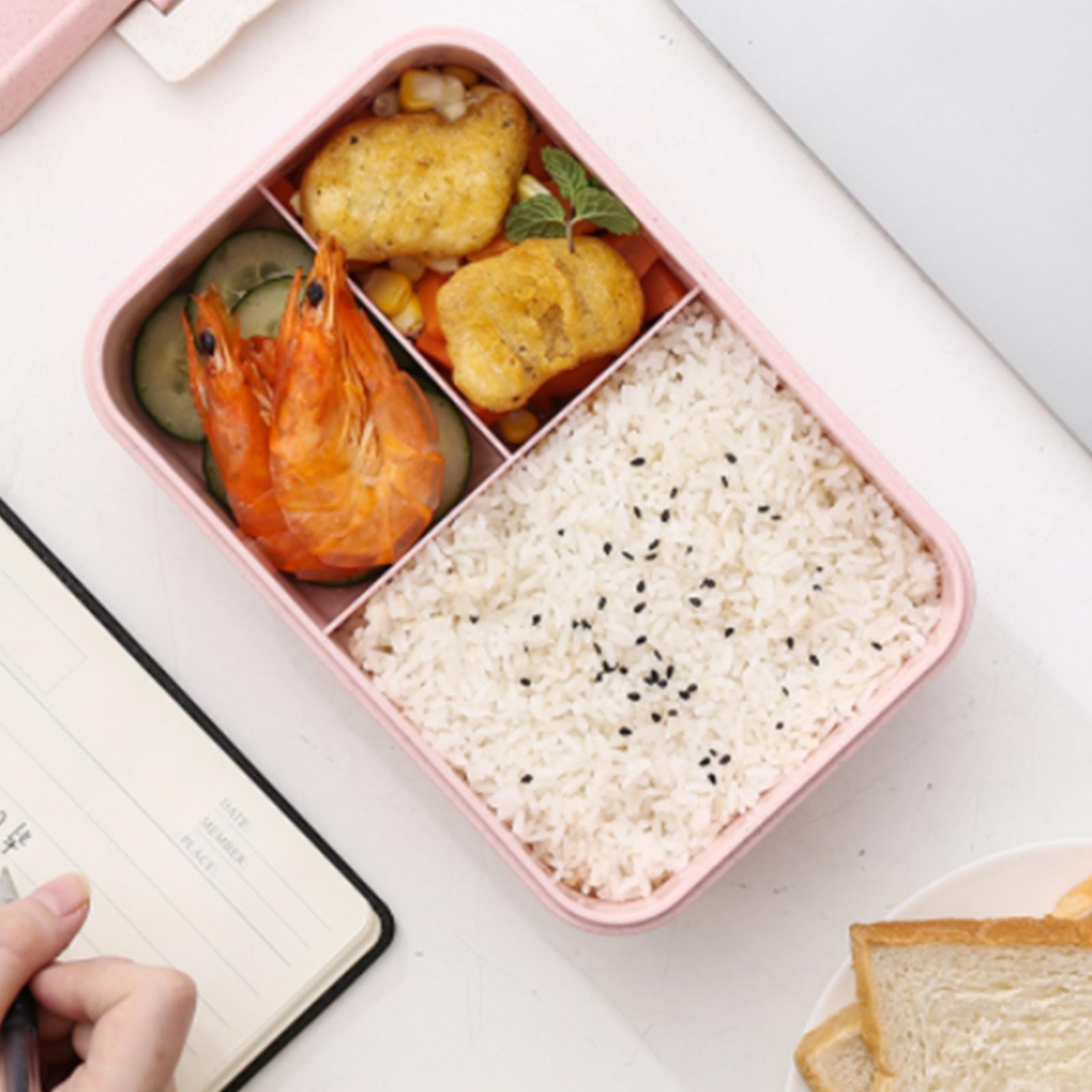 Hộp cơm trưa di động thép 304 không gỉ có thể bỏ lò vi sóng với các tầng kèm thìa & đũa