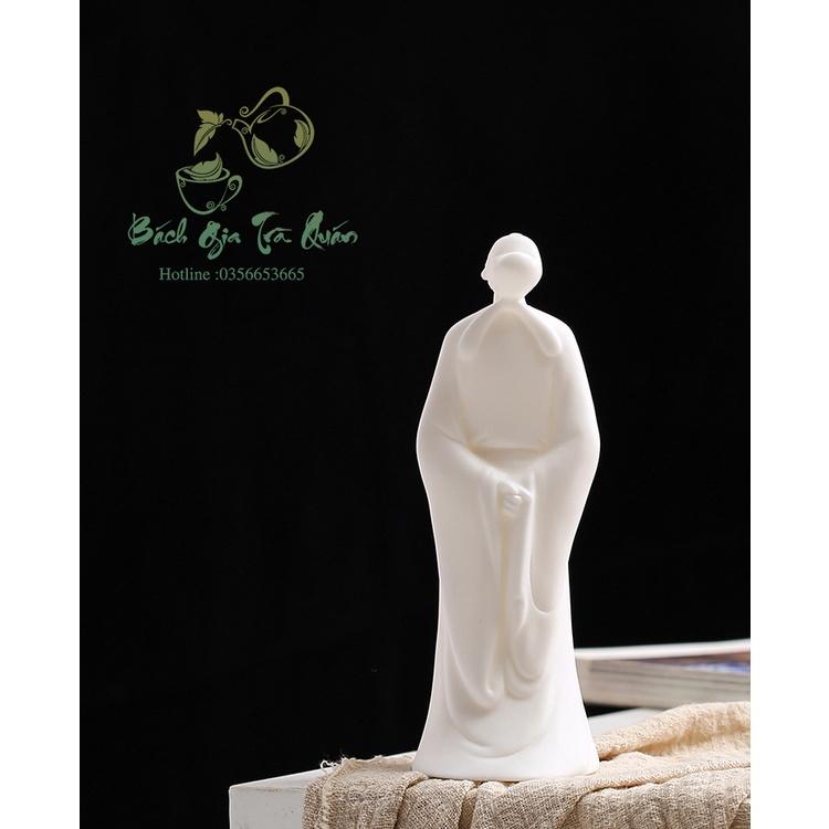 Tượng Sứ Bạch Định Thấu Quang Lý Bạch Vọng Nguyệt Decor Bàn Trà, Bàn Làm Việc, v.v...