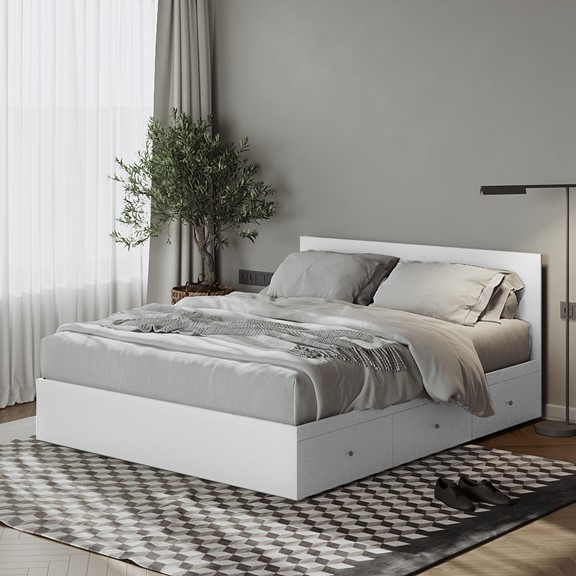 JESSE, Giường ngủ 3 hộc tủ kéo phong cách hiện đại BED_108, 203x80cm