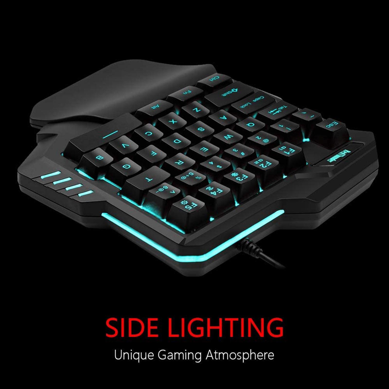 Portable Single Handed Gaming Keyboard 35 Keys RGB Wired Wide Compatibility