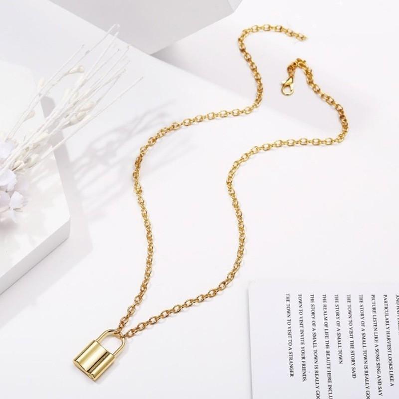 Vòng cổ Hợp Kim Mặt Ổ Khóa Đơn Giản Phong Cách Retro