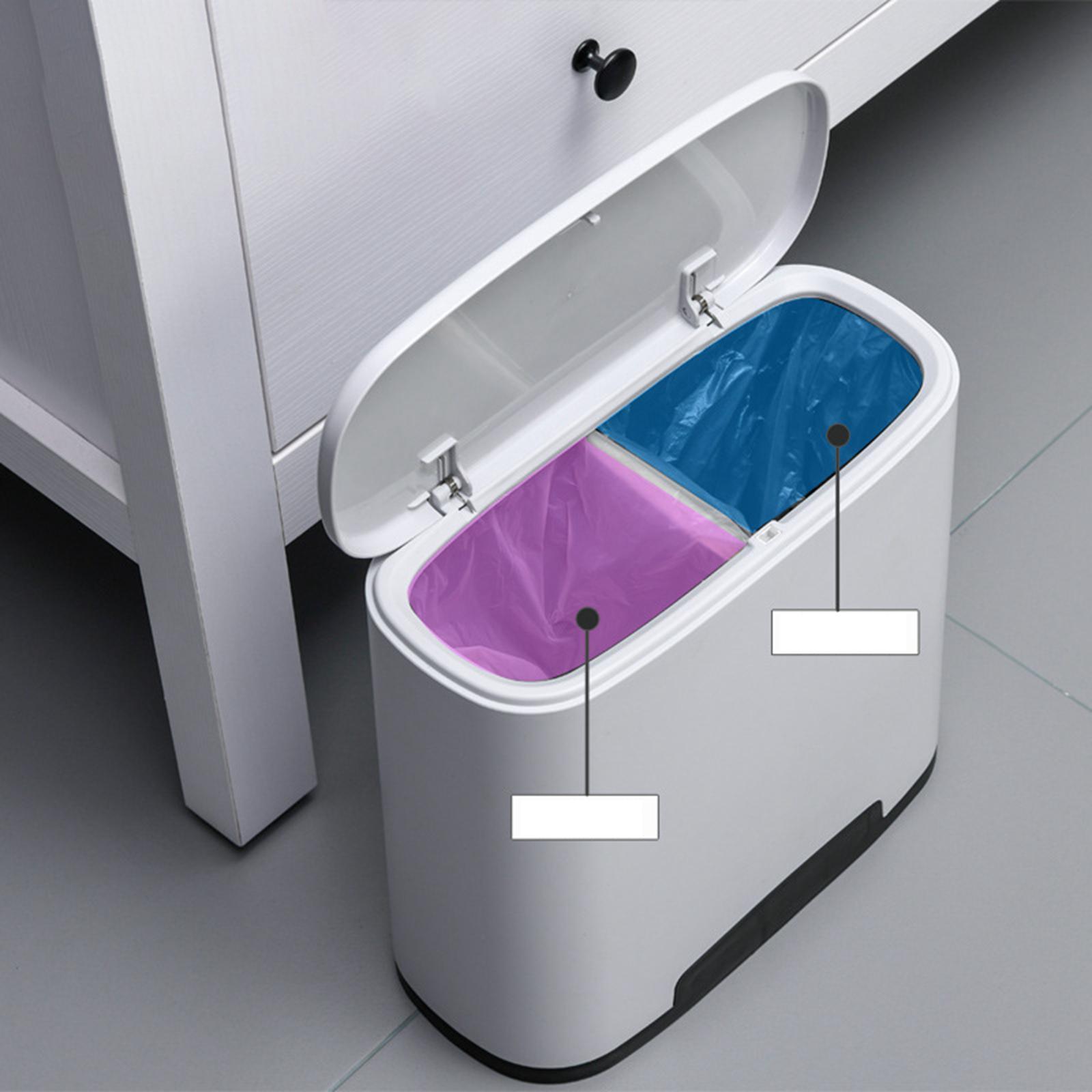 Narrow Trash Can Garbage Container Dustbin Bucket with Bag Storage Groove Trash