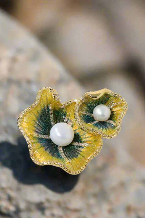 Trâm Cài Áo Vest, Áo Dài Đính Ngọc Trai Baroque Hình Lá Sen thời trang thiết kế Hity ACC436