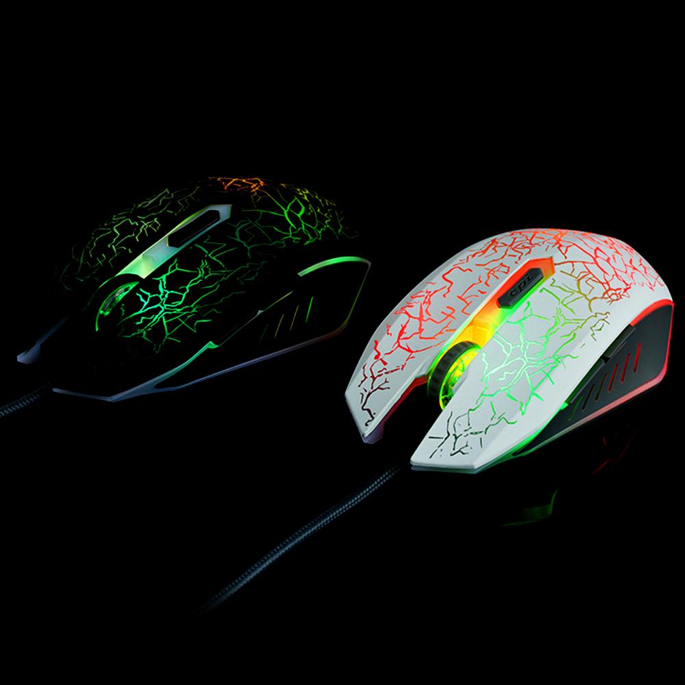Wired Gaming Mouse Optical Mouse Game-level Engine Colorful Breathing Light 4-gear Adjustable DPI Ergonomic Mice White