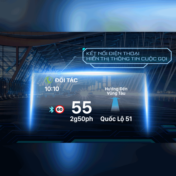 Màn hình hiển thị thông tin lên kính lái xe HUD H1ASe Vietmap - Hàng chính hãng