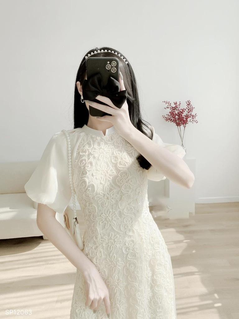 SET ÁO DÀI REN CHÂN VÁY VOAN 13967