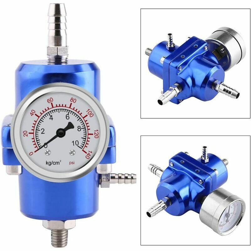 Hình ảnh Bộ điều chỉnh áp suất nhiên liệu, Bộ ống điều chỉnh áp suất nhiên liệu, đồng hồ đo áp suất 0-140 psi (màu xanh)