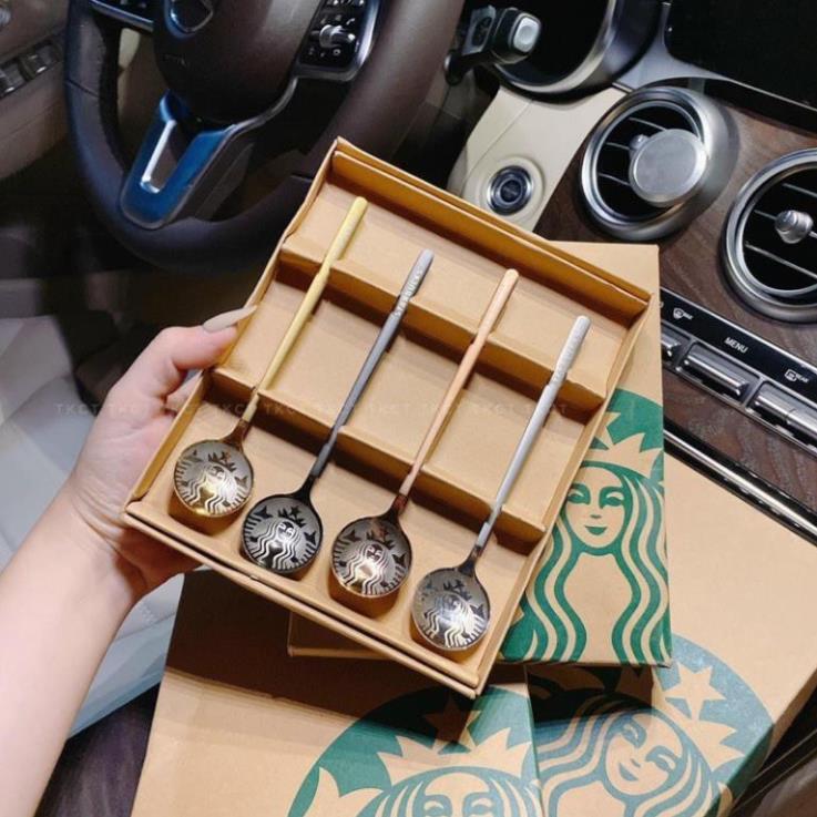 SET 4 THÌA MUỖNG STARBUCK SANG TRỌNG CÓ THỂ LÀM QUÀ TẶNG