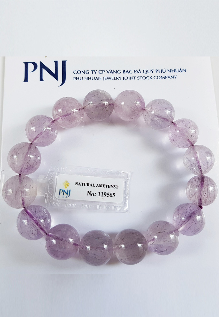 Vòng Tay Thạch Anh Tím Tóc Tím Tự Nhiên 12MM Kèm Giấy Kiểm Định