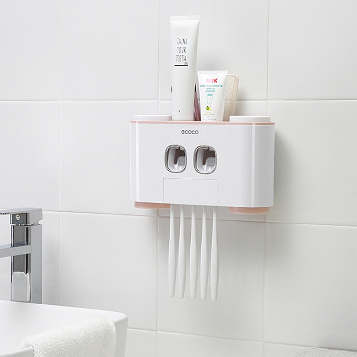 Bộ Nhả Kem Đánh Răng Tự Động 4 Cốc Ecoco