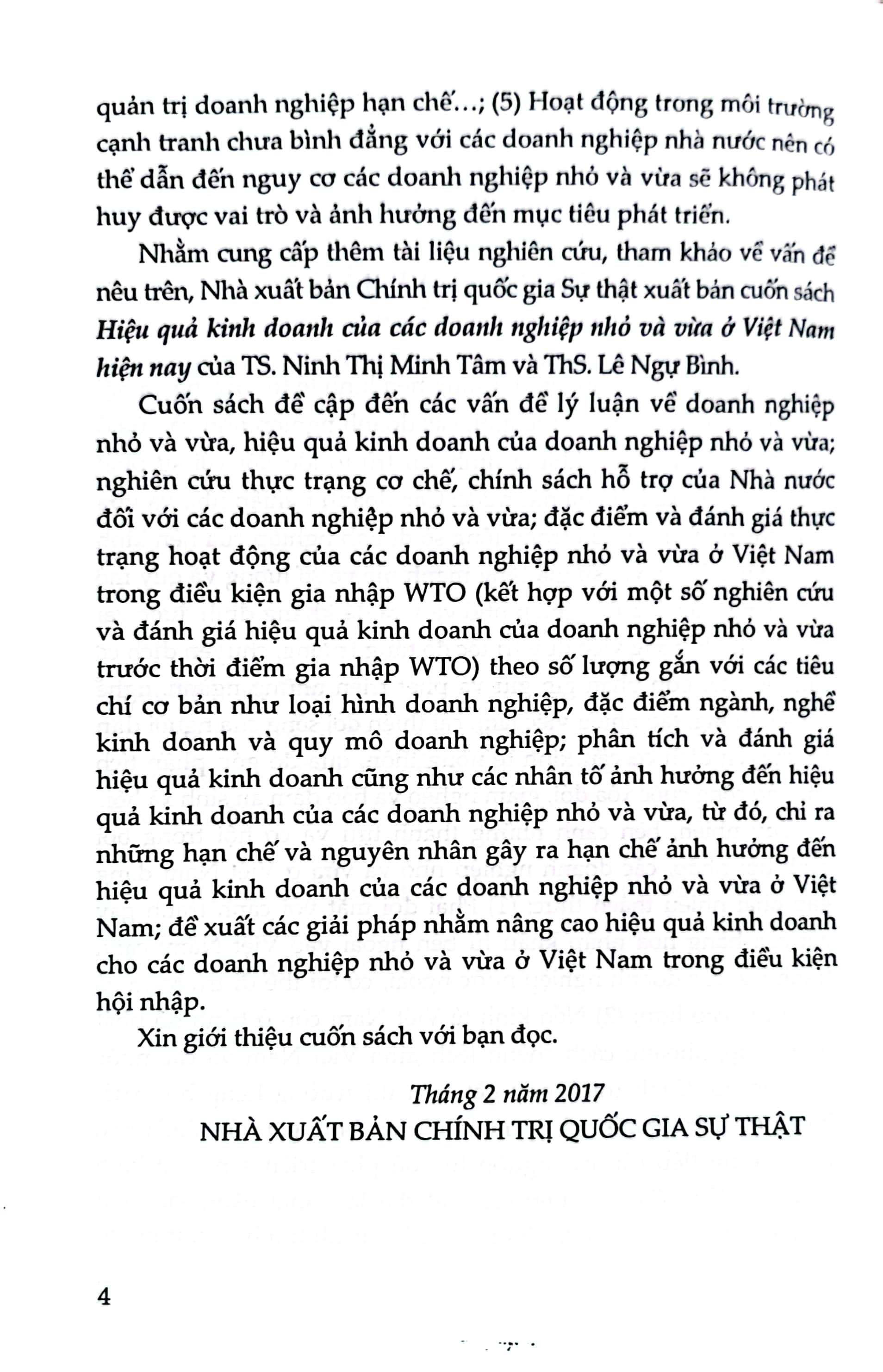 Hiệu quả kinh doanh các doanh nghiệp nhỏ và vừa ở Việt Nam hiện nay