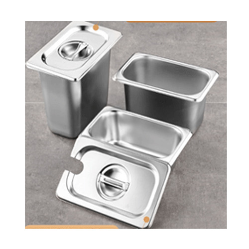 Khay đựng thạch topping trà sữa GN inox 304 sâu 6.5cm cao cấp có nắp